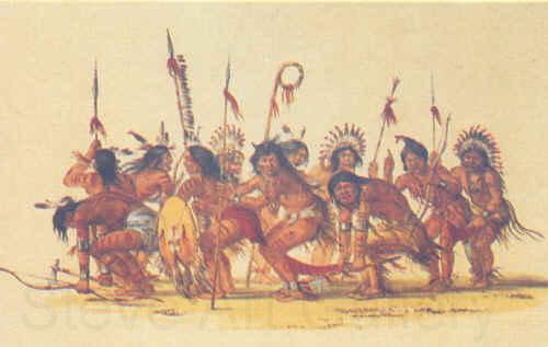 George Catlin War Dance Norge oil painting art